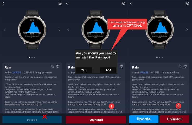 Een mock up van een mogelijke nieuwe uninstall app functie voor de Zepp Health app. (Afbeeldingsbron: Amazfit)