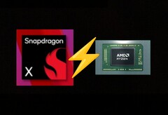 Het instapmodel Snapdragon X gaat de strijd aan met de Ryzen 7 8840U in Geekbench 6 multi-core. (Afbeelding bron: AMD, Qualcomm, bewerkt)