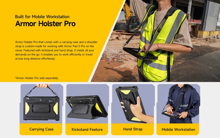 De tablet kan ook comfortabel met een holster worden gedragen.