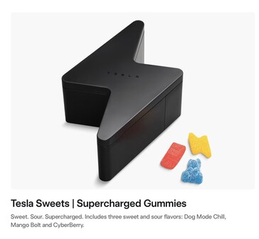 De Tesla Supercharged Gummies snoepdoos.
