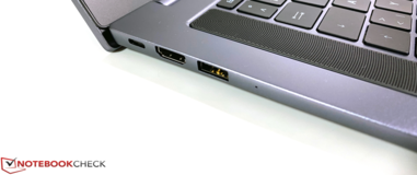 Links: USB-C (opladen, gegevensoverdracht en DisplayPort Alt), HDMI, USB-A (3.2 Gen 1)