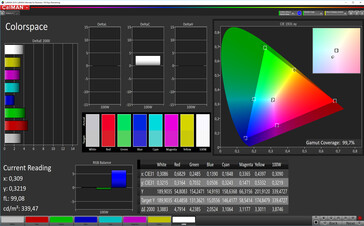 CalMAN: Colour Space – Adaptive profile (Standard): DCI-P3 kleurruimte
