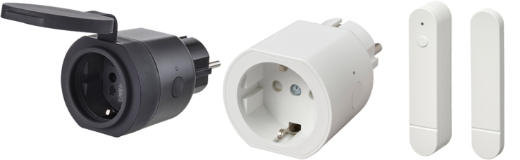 Van links naar rechts: de Tofsmygga outdoor smart plug, de Grillplats indoor smart plug en de Myggbett deur/raamsensor. (Afbeeldingsbron: ifun.de)