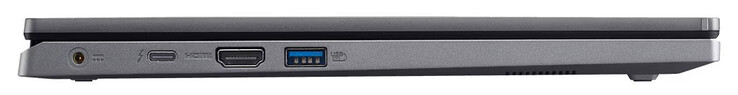 linkerkant: stroomaansluiting, Thunderbolt 4 (USB-C; Power Delivery, DisplayPort), HDMI, USB 3.2 Gen 1 (USB-A)