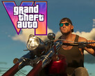 GTA 6 banner met Jason op motorfiets (bron: screenshot, Rockstar Games YouTube met bewerkingen)