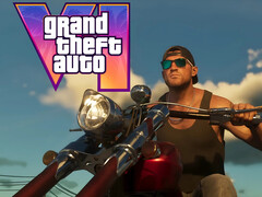 GTA 6 banner met Jason op motorfiets (bron: screenshot, Rockstar Games YouTube met bewerkingen)
