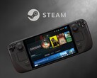Valve Steam Deck LCD getoond onder Steam logo (Afbeelding bron: Valve met bewerkingen)