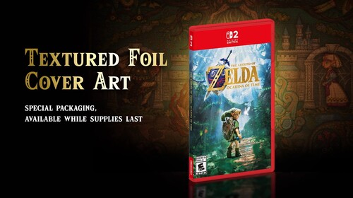 Afbeelding getoond van de hoes met gestructureerde folie van de remake van Zelda: Ocarina of Time