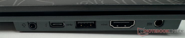 Rechts: 1x 3,5 mm audio-aansluiting, 1x Thunderbolt 4, 1x USB 3.2 Gen1 Type A, 1x DC IN
