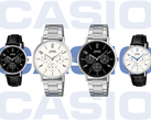 Van links naar rechts afgebeeld: Casio MTP-VT06L-1B, MTP-VT06D-7B, MTP-VT06D-1B en MTP-VT06L-7B.