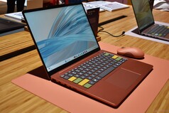 Lenovo IdeaPad Vibe 14 in de kleur Radiant Coral met toetsen met aangepaste kleuren.