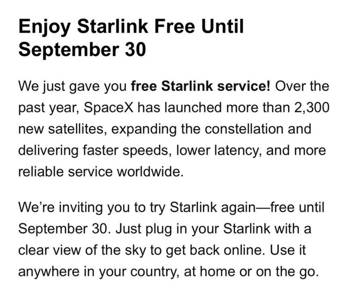 De gratis Starlink abonnementskosten aanbieding.