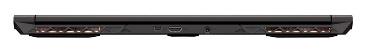 Achterkant: Mini DisplayPort 1.4, HDMI 2.0, stroomvoorziening