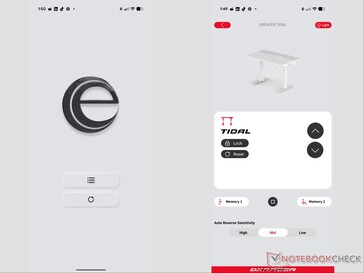 De Easy Control-app voor het DXRACER Tidal-bureau.