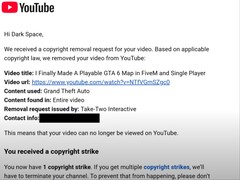 Dark Space deelde op YouTube dat zijn video over de GTA 6 map mod is verwijderd door een copyrightclaim van Take-Two Interactive. (Afbeeldingsbron: Dark Space via YouTube)