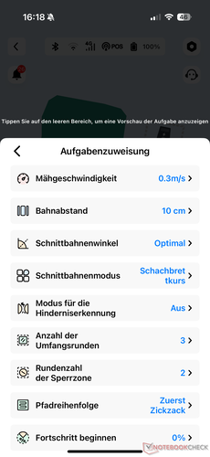 Instellingen maaien