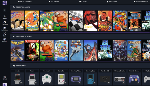 Met ROMM kunt u uw hele ROM-collectie beheren, maar alleen spellen tot PS1 kunnen in de browser worden afgespeeld (Afbeelding Bron: Notebookcheck)