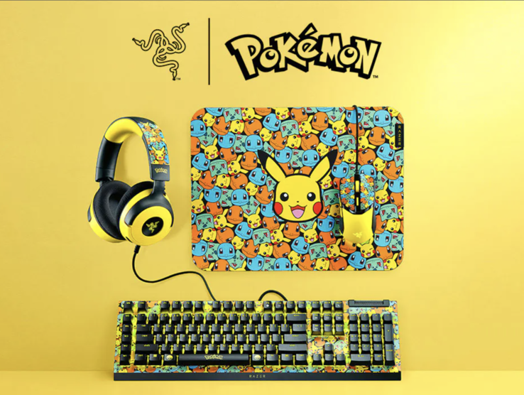 Pokémon Edition van de bekende gaminguitrusting: Razer BlackWidow V4 X, Razer Kraken V4 X, Razer Cobra en Razer Gigantus V2 (Afbeelding bron: Razer)