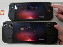 De Nintendo Switch 2 (boven) en Steam Deck OLED (onder) draaien No Man&#039;s Sky naast elkaar. De afbeelding benadrukt het verschil in laadtijd dat tijdens het testen werd waargenomen. (Afbeeldingsbron: The Phawx op YouTube)