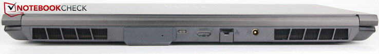 Achterkant: Waterpoort, USB-C 4.0 met Thunderbolt 4, HDMI, LAN, voeding