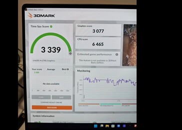 Core Ultra 7 155H 3DMark Time Spy benchmarkresultaat. (Bron: @9550pro op X)