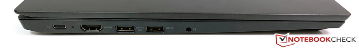 Links: USB-C 3.1 Gen.2 (met alternatieve DisplayPort-modus), HDMI 1.4b, 2x USB 3.0 Gen.1 (1x power), 3.5-mm-audio