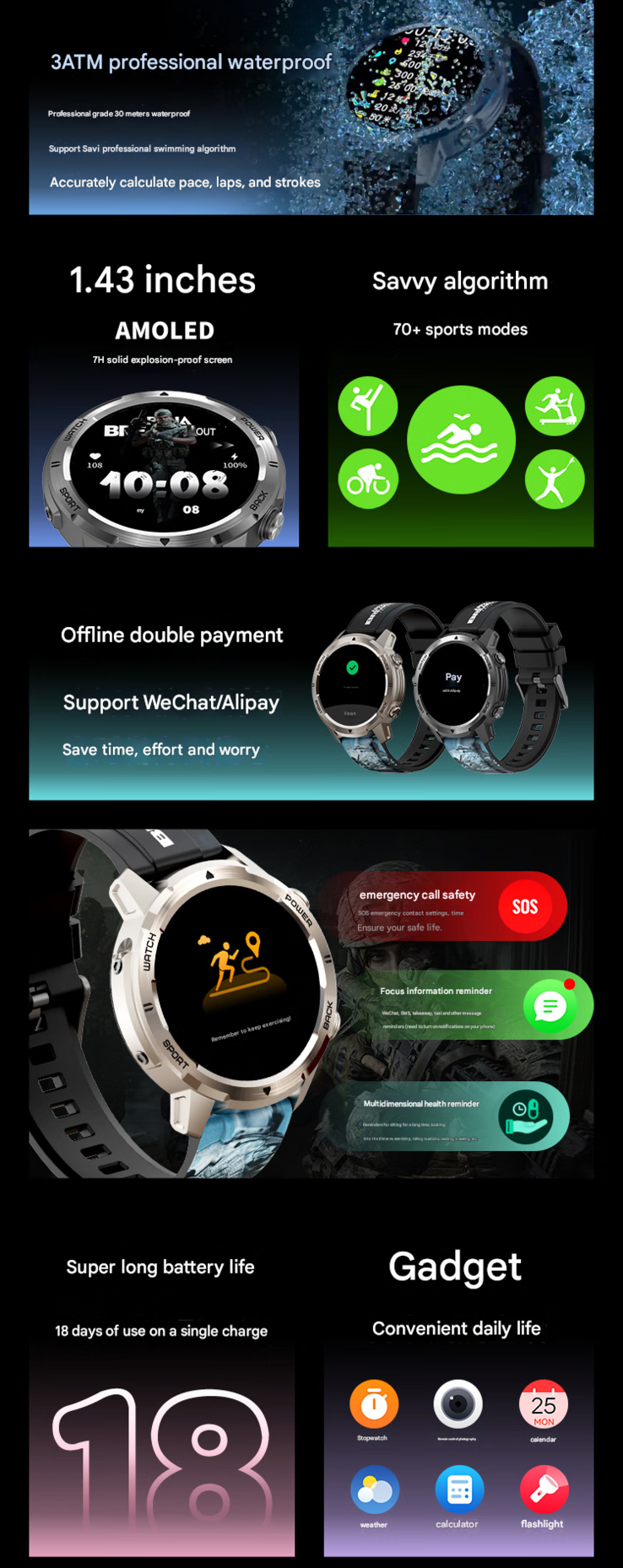 Belangrijkste kenmerken van de Watch Pro (Afbeelding bron: Lenovo - machine vertaald)