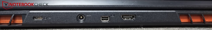Achterkant: USB-C 3.2 Gen2, voeding, MiniDP, HDMI