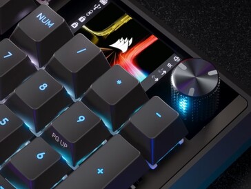 Een 1,9" 320 x 170 IPS-kleurenscherm op een toetsenbord is een nieuw soort flex. (Afbeeldingsbron: Corsair)
