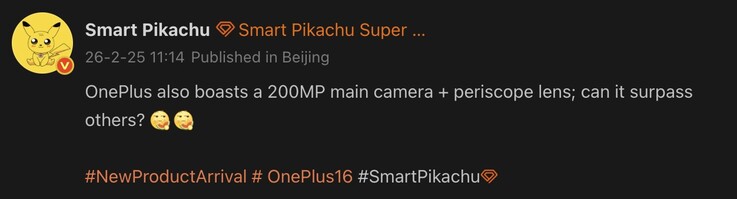 Tipster Smart Pikachu onthult cameradetails van de OnePlus 16.