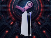 De PS5-console getoond op een Steam-achtergrond