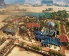Een afbeelding van een stad in Stranded: Alien Dawn, momenteel met 50% korting.