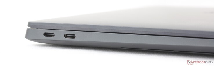 Links: 2x USB-C 4.0 met Thunderbolt 4 (40 GBit/s, DisplayPort-ALT-modus, Power Delivery)
