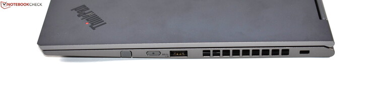 Rechts: Digitizer-pen, power-knop, USB 3.0 Type-A, Kensington-lock