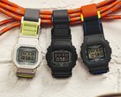 Casio voegt een magnetische gesp toe aan zijn klassieke vierkante G-Shock. Afgebeeld (vanaf links): G-Shock DW-5600MNC-7A8, DW-5600MNC-1, DW-5600MNC-8A2