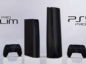 De bekende ontwerper Concept Creator kwam met deze ontwerpen voor een zwarte PS5 Pro Slim en PS5 Pro. (Beeldbron: Concept Creator)