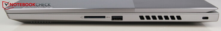 Rechts: SD kaartlezer, USB A 3.0, Kensington