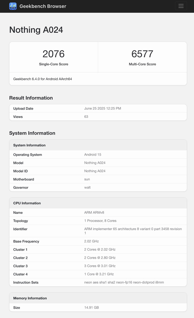 (Afbeeldingsbron: Geekbench)