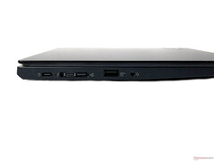 Links: USB-C 3.2 Gen 2, USB-C 4.0/Thunderbolt 4/docking poort, USB-A 3.2 Gen 1, gecombineerde audiopoort