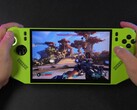 Borderlands 4 gameplay op de MSI Claw 8 AI handheld aangedreven door AMD Ryzen Z2 Extreme, toont een first-person view met een geweer gericht op een buitenomgeving (bron: ETA PRIME via YouTube)