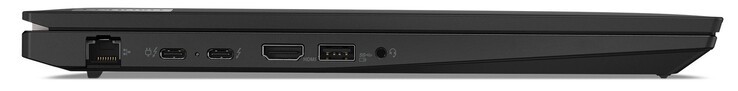linkerkant: Gigabit-Ethernet, 2x Thunderbolt 4, HDMI 2.1, USB A 3.2 Gen 1, 3,5mm audio
