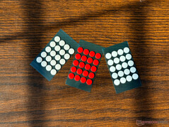 De drie meegeleverde sets puntschaatsen