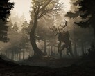 Afbeelding uit het spel GreedFall met een bos en een wezen. (Afbeeldingsbron: Steam)