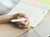 Iemand maakt aantekeningen in een notitieboekje naast een open laptop