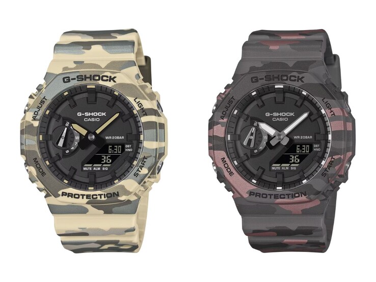 De Casio G-Shock GA-2100CM-5A (links) en GA-2100CM-8A (rechts) horloges