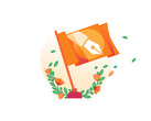 Een promotionele afbeelding voor Cloudflare's Content Independence Day-initiatief met een oranje vlag met het symbool van een pen. (Afbeelding Bron: Cloudflare)