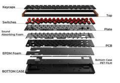 De materialen van de Keychron K3-interieurkoffer