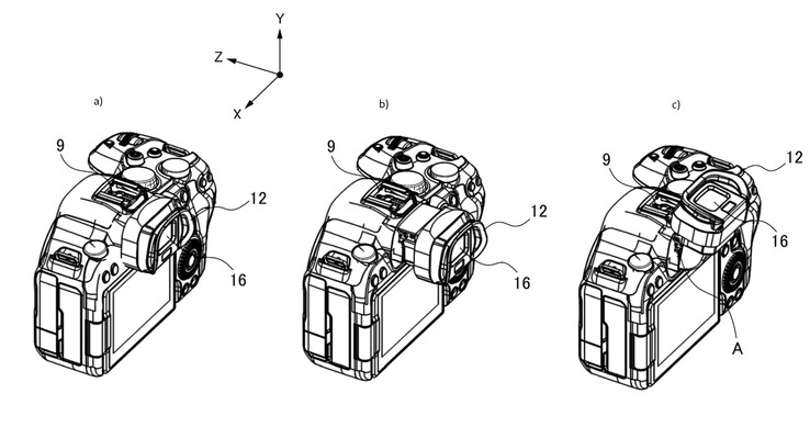 Canon's kantelbare EVF zal de afmetingen van de eersteklas spiegelloze camera's waarschijnlijk vergroten, maar de ergonomie sterk verbeteren. (Afbeelding bron: Canon)