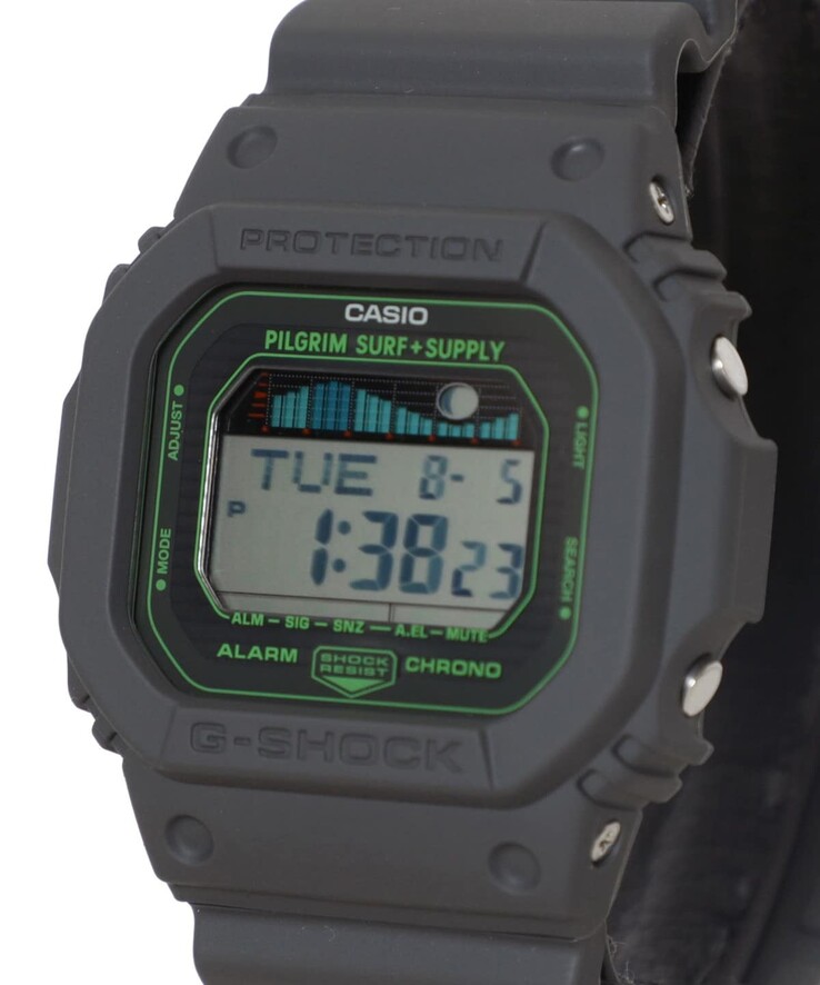 Het Casio G-Shock x Pilgrim Surf+Supply GLX-5600 horloge. (Afbeelding bron: Beams)