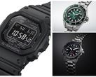 Afgebeeld - de Casio GW-5000HS-1 (links), de Seiko Prospex SRPL53K1 (rechtsboven), en het Citizen Promaster Mechanical GMT horloge (rechtsonder). (Afbeelding bron: Casio, Seiko, Citizen)